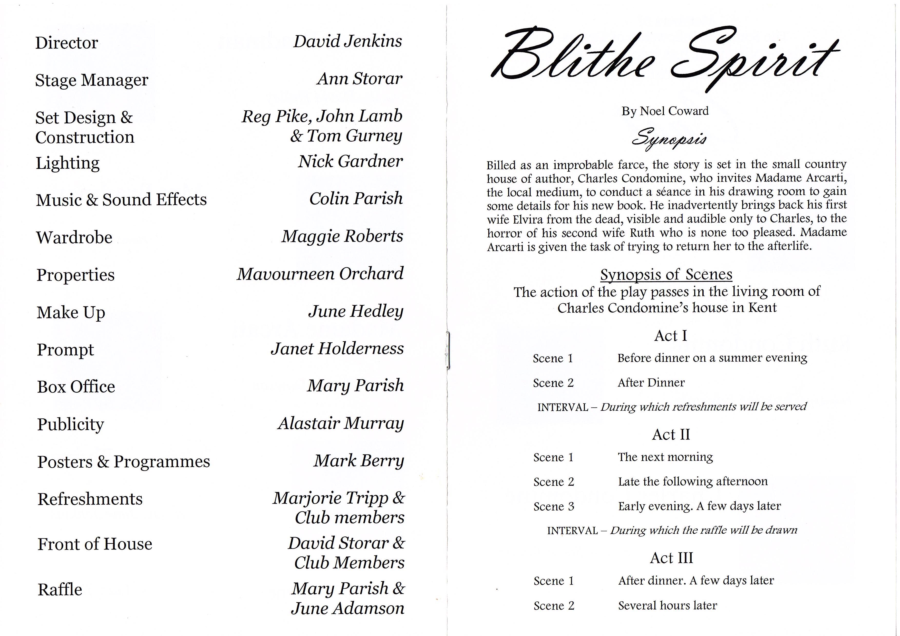 Blithe Spirit programme 2004 b